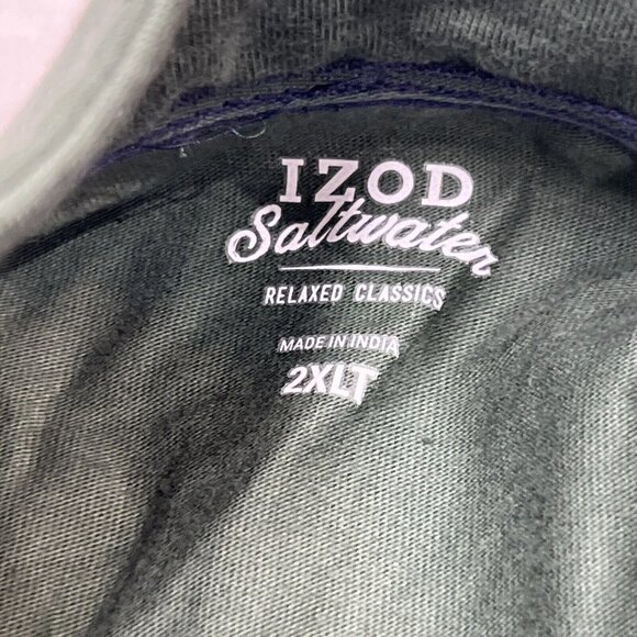Izod Saltwater Mens 2XLT 1/4 Zip Pullover Sweatshirt Green Relaxed Fit Collar - Picture 5 of 6